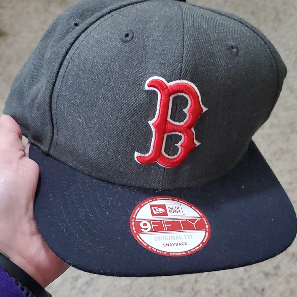 New Era Dark Gray and Navy Cap with Red Sox Logo